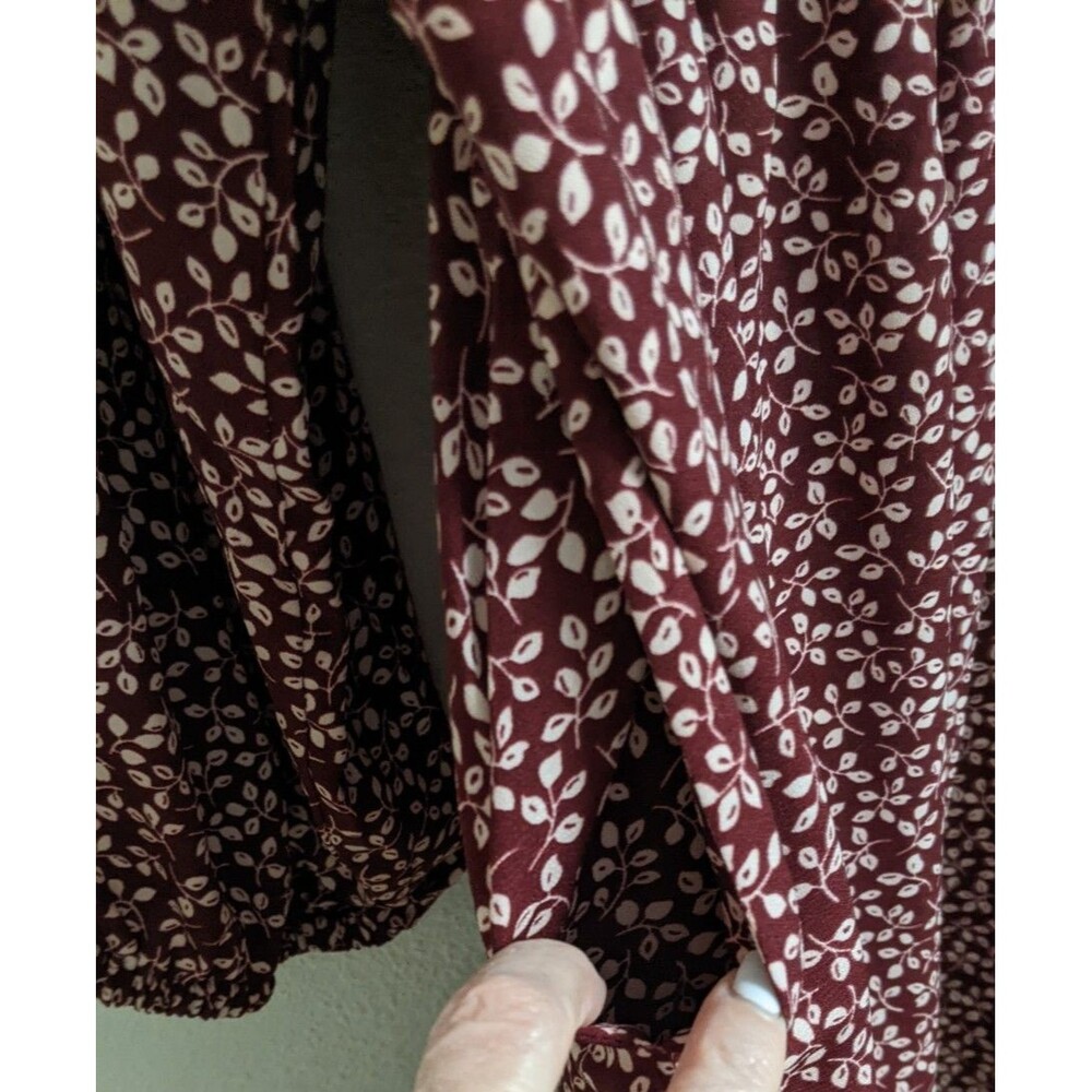 Draper James RSVP Ditsy Floral Burgundy/White Smocked Waist A-Line Dress 2X - Picture 15 of 16
